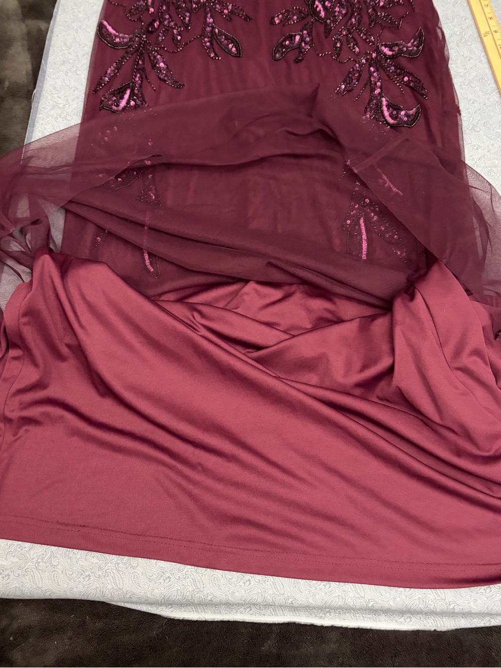 Adrianna Papell Burgundy Sequin Beaded Dress - Picture 10 of 13
